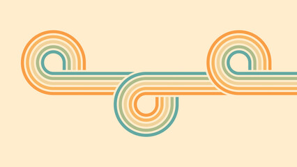 Wall Mural - abstract background of rainbow groovy wavy line design in 1970s hippie retro style. vector pattern r
