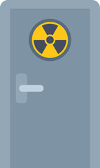 Poster - gray metal door with yellow radioactive sign representing danger zone