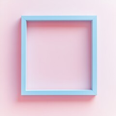 A modern square frame with soft pastel colors, empty and isolated on a clean white background, ideal for artistic photography