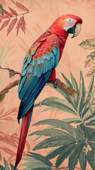 Canvas Print - Wallpaper on macaw parrot animal bird.