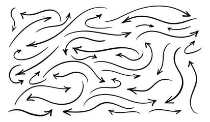 Poster - Set of hand drawn arrows. Vector elements. Various curved arrows.