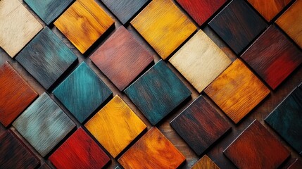 Wooden wall with colorful patterns