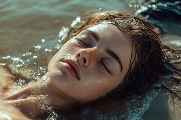 Wall Mural - Woman relaxing in the water