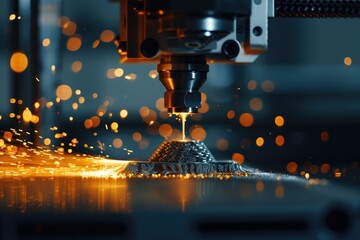 Poster - Machine Cutting Metal with Sparks