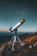 Wall Mural - telescope on rocky hill