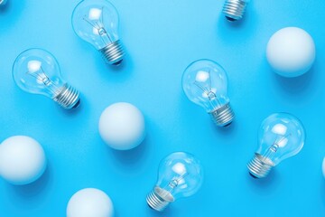 Poster - Light bulbs on blue surface
