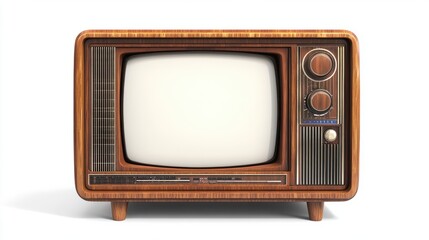 An old vintage retro tv television set with blank screen and isolated on a white background. transparent background