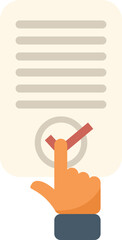 Poster - hand with suit sleeve checking a document with a red checkmark inside a circle