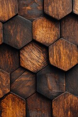 Wooden Wall with Hexagons