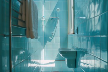 Wall Mural - Blue Tiled Bathroom