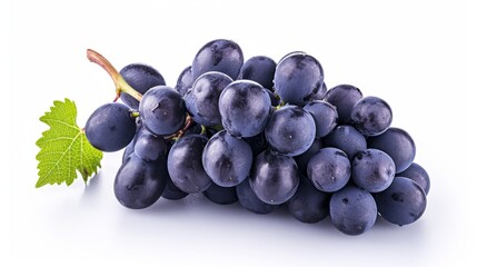 Vibrant Black Grapes Isolated on White: A Fresh Feast for the Eyes in Full Depth of Field