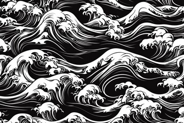 Poster - Wave Pattern Black and White