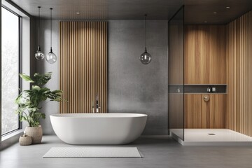 Wall Mural - Bathroom with Bathtub and Shower