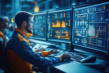 Poster - man at workstations