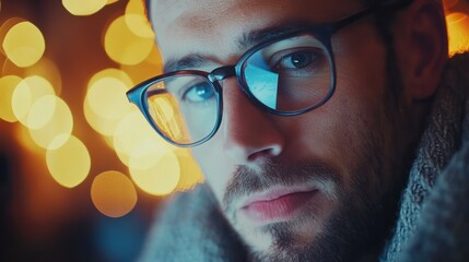 Poster - Close up of a man using mobile smart phone