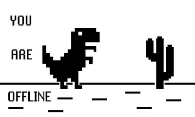 Poster - Dinosaur pixel. 8-Bit art. You are offline. Error for Internet and app