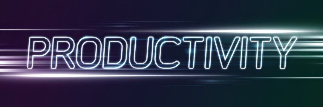 Productivity is a word that is written in a bold and futuristic font