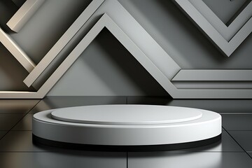 Poster - 3d rendering of abstract minimal geometric forms. Glossy luxury podium for your design