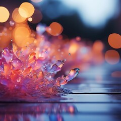 Aufkleber - Water drops with abstract bokeh light background
