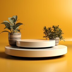 Poster - 3d render of abstract geometric forms. Minimal scene with podium for product presentation