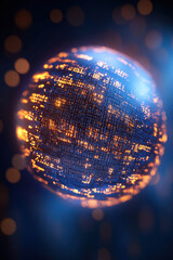 Poster - A glowing digital sphere representing data connections in a dark background