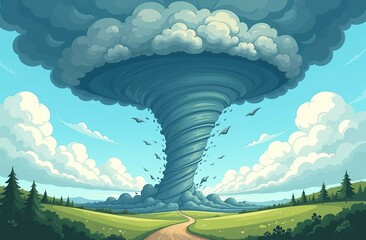 Cartoon tornado funnel cloud illustration