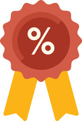 Poster - red wax seal with a yellow ribbon is showing a discount percentage symbol, for a promotional retail 