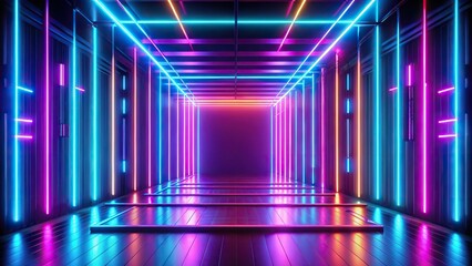 Wall Mural - Abstract colorful background with neon light