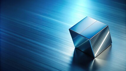 Wall Mural - abstract metallic blue background with tilted angle cube