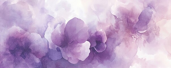 Canvas Print - Delicate purple watercolor flowers are blending together, creating an abstract floral background with a dreamy, romantic feel