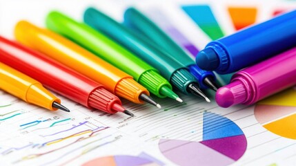 Aufkleber - Colorful Markers on Graph Paper with Pie Charts