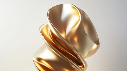 Sticker - Golden, abstract shape twisting and turning, creating an elegant and modern aesthetic. The smooth, reflective surface adds a touch of luxury