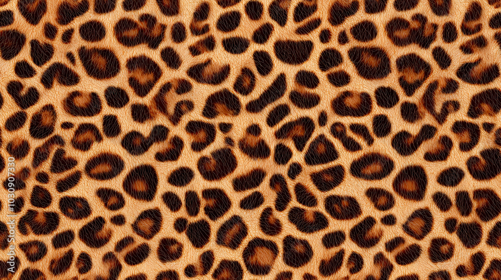 Leopard print pattern featuring mix of brown and black spots on tan ...