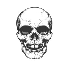 human skull silhouette illustration isolated on a white background,generative ai