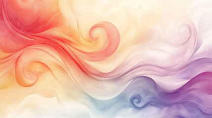 Sticker - Digital art image of colorful swirls forming in a pastel toned background, with areas of pink, orange, yellow and purple