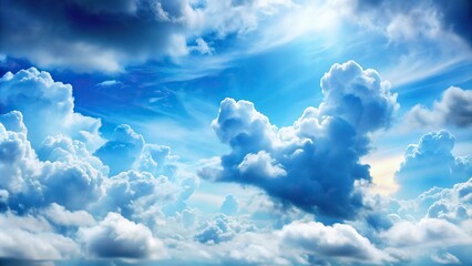 Wall Mural - extreme close-up of ethereal blue sky with fluffy white clouds