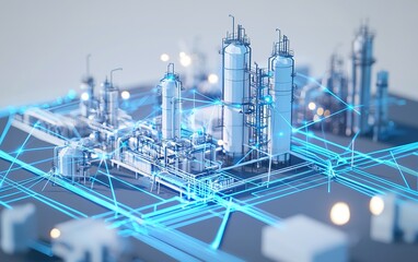 Poster - Modern industrial facility with advanced technology and interconnected systems showcasing innovative design and engineering