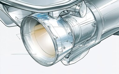 Poster - Detailed view of a high-performance automotive exhaust system highlighting innovative design and engineering craftsmanship