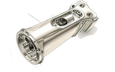 Poster - Detailed rendering of a mechanical part showcasing precision engineering and intricate design in a clean, polished finish