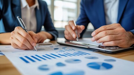 Poster - Business Consulting meeting working and brainstorming new business project finance investment concept.