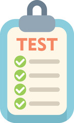 Poster - clipboard showing test results with all answers checked as correct, exam, quiz or survey with marked