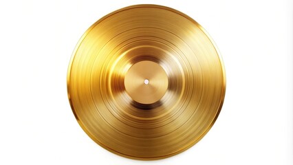 Wall Mural - Macro gold record isolated on white background