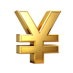 Wall Mural - golden 3d yen, yuan currency symbol isolated on white transparent background, png element