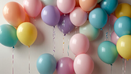  Pastel Balloons Party, White Background