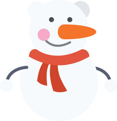 Poster - cute cartoon snowman wearing a red scarf and smiling in the winter