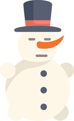 Poster - cartoon snowman wearing a black top hat and smiling slightly