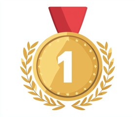 a modern abstract icon featuring a first place medal. emoji illustration with a gold medal modern em