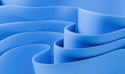 Poster - Abstract Fluid Blue Shapes with Graceful Curving Lines