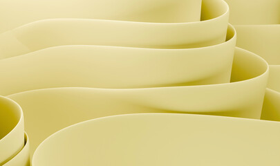 Poster - Abstract Yellow Curves with Layered Effect