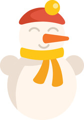 Poster - cute snowman wearing a red beret and a yellow scarf is smiling gently